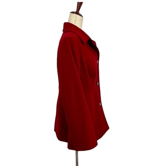Anne Klein Red Wool Blend Pea Coat Jacket. Size Large #219 - Picture 5 of 9